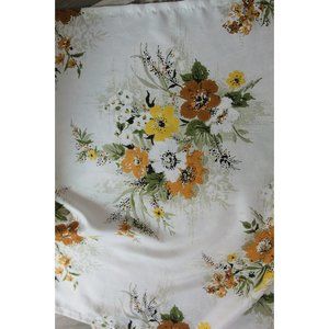 1970's GOLD ORANGE DRAPES large floral unlined pinch pleat curtains vintage home